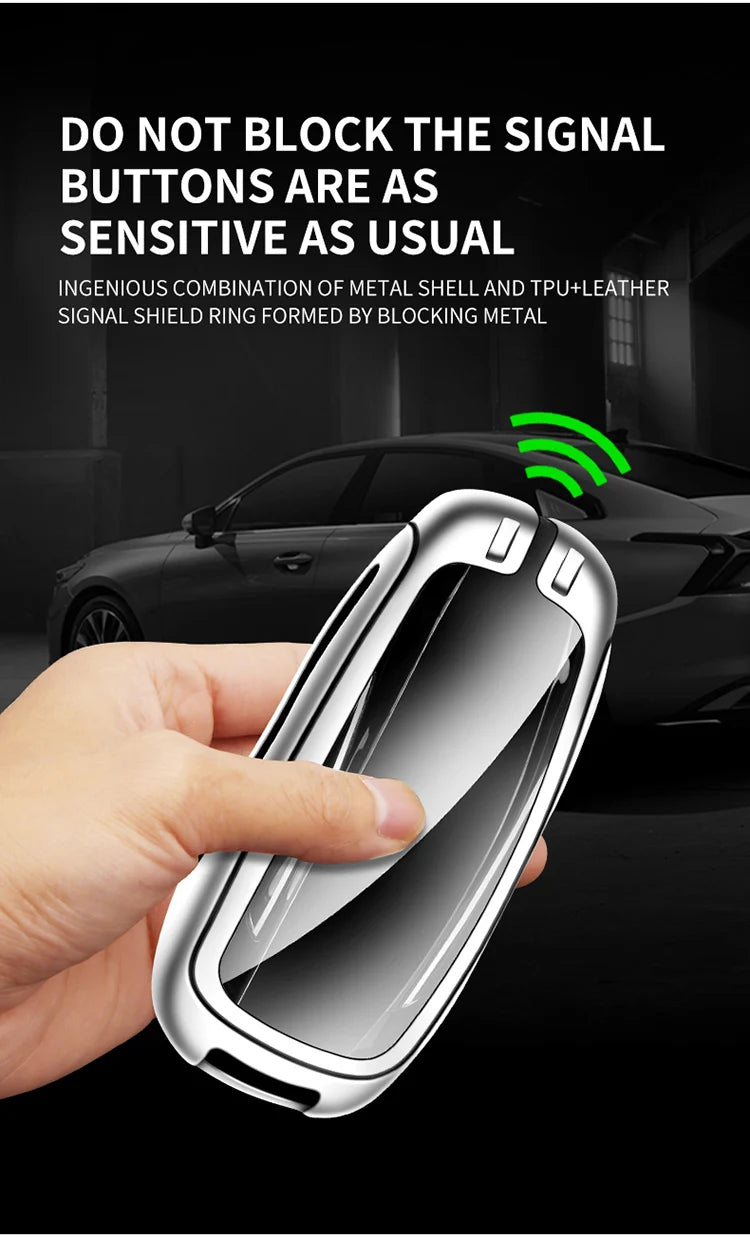 GPRGIT Car Logo Leather Zinc Alloy Car Key Case Shell for Tesla Model S X Keychain Fob Holder Protected Keyring Auto Accessories Keybag
