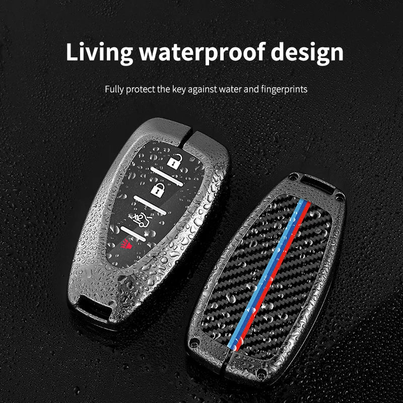 GPRGIT Carbon Fiber Car Logo Key Case for Chevrolet Onix Equinox Orlando Cruze Spark Sonic Camaro Volt Bolt Trax Malibu Blazer Traverse
