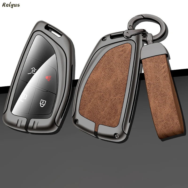GPRGIT Zinc Alloy Leather Car Key Case for Chevrolet Tahoe Suburban GMC Yukon Buick ENVISION S Plus Avenir 2020 2021 2022 2023