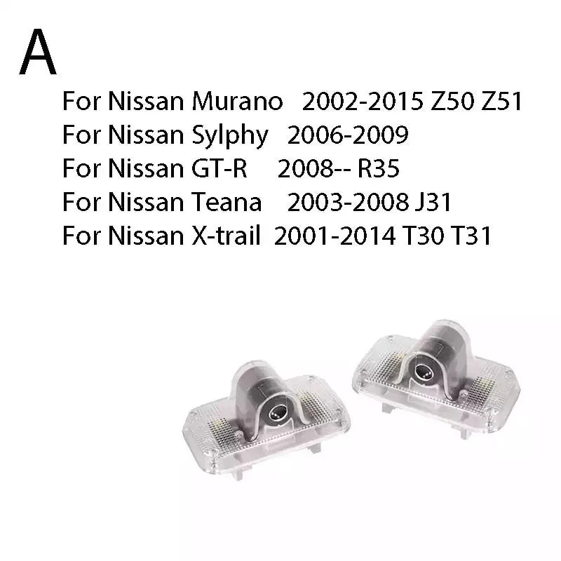 GPRGIT Car LED Door Light Welcome Ghost for Nissan Teana J31 J32 J33 Altima L31 L32 L33 L34 Murano Z50 Z51 Patrol Y62 GTR