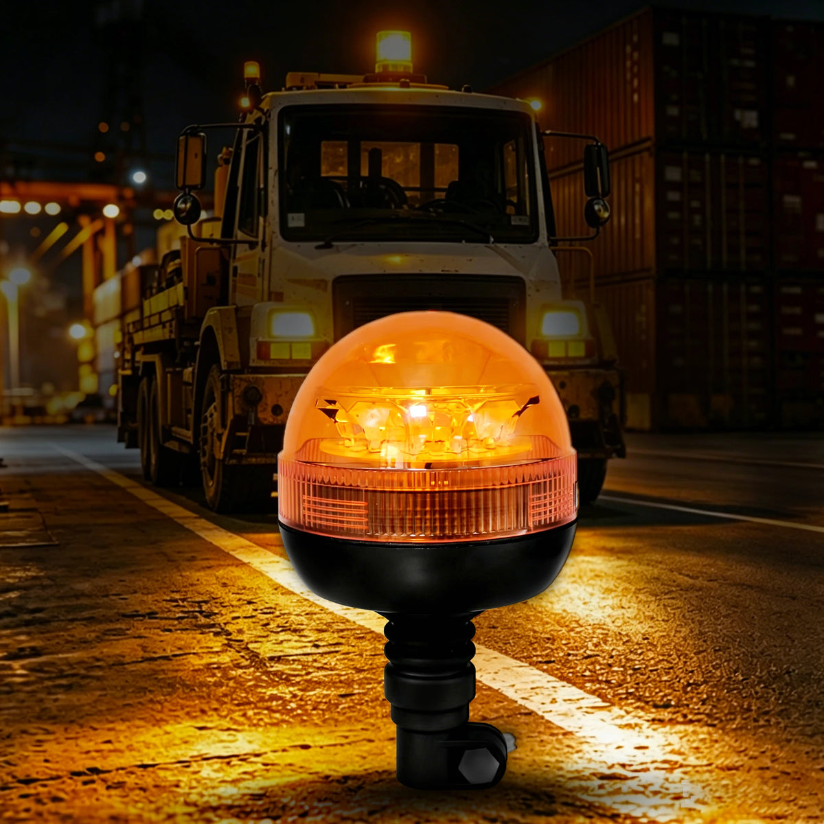 GPRGIT 12V/24V Amber LED Strobe Beacon Warning Light Flexible Mount Rotating Flashing