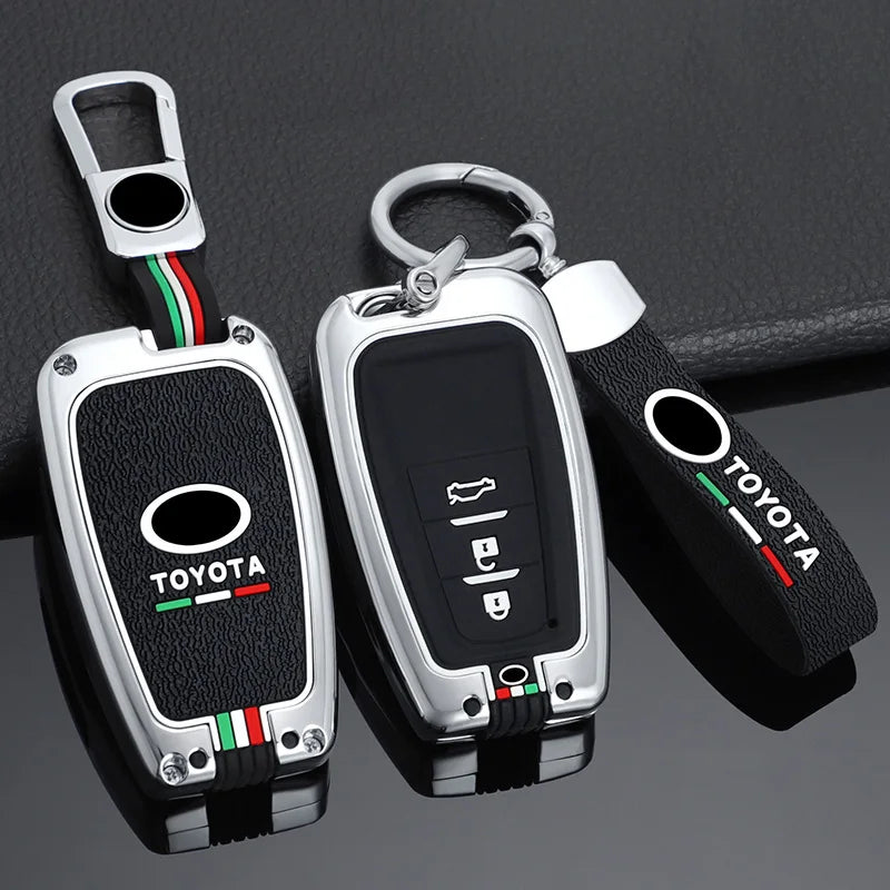 GPRGIT Zinc Alloy Smart Car Key Case Cover Keychain for Toyota Camry CHR Corolla RAV4 Avalon Land Cruiser Prado Prius 2017-2022