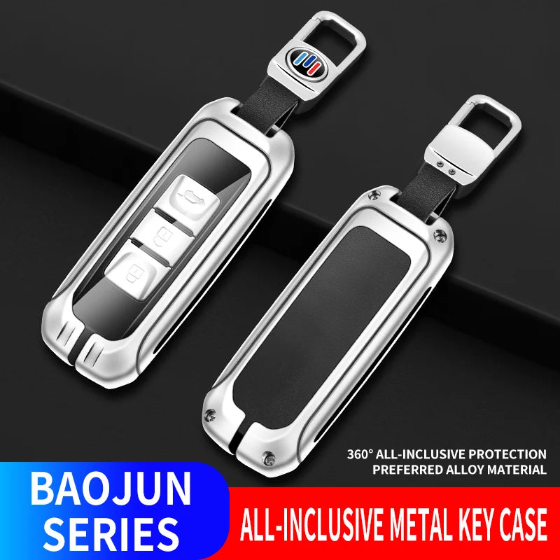 GPRGIT High Quality Car Key Case Alloy Leather Keychain for Baojun 510 730 360 560 RS-5 530 630 for Wuling Hongguang S