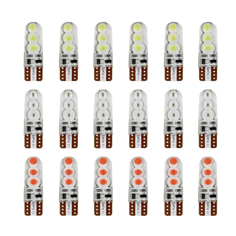 GPRGIT Car T10 LED Silicone Strobe License Plate Wedge Bulb Motorcycle Lamp White Red Blue 12V