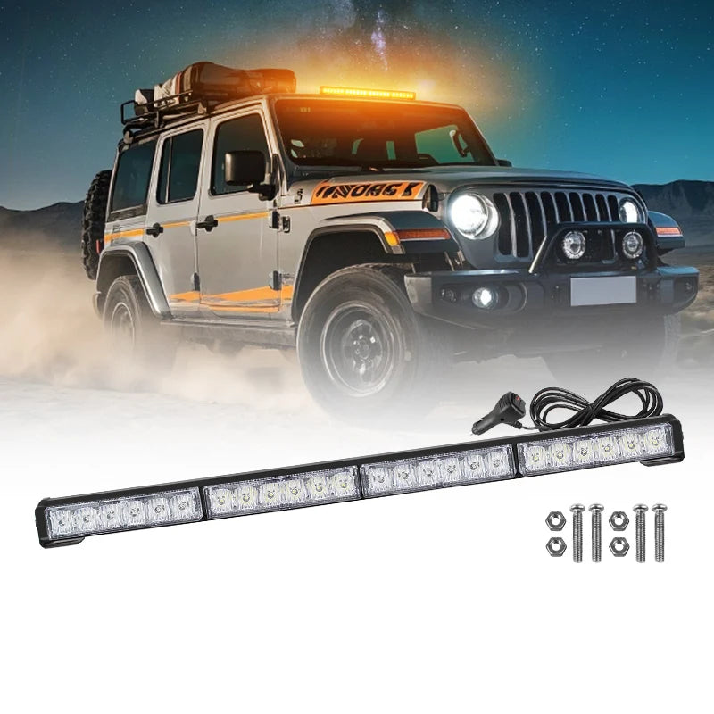 23 Inch 24W LED Light Bar for Off - Road - Dual Color Strobe Emergency Warning Lamp, High Brightness Auxiliary Vehicle Lightbar