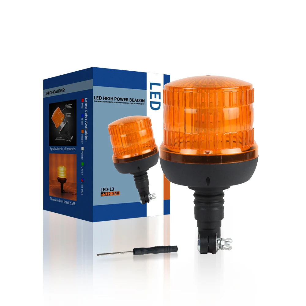 Rotating LED Emergency Warning Light Amber Strobe Beacon Light Flashing Pole Lights for Truck Tractor 12v 24v