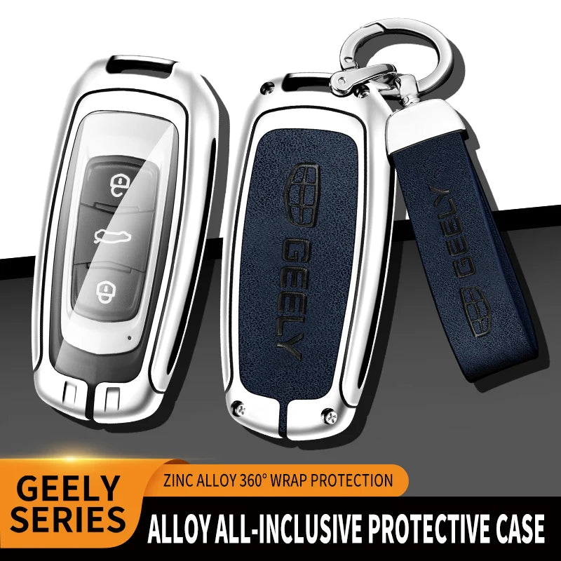GPRGIT Fashion Zinc Alloy Leather Car Key Case Cover for Geely Atlas Boyue NL3 EX7 SUV GT GC9 Emgrand X7 Borui