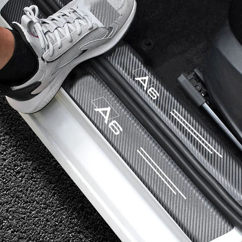 Car Door Sill Guard Plate Threshold Protector Carbon Fiber Running Board for Audi A6
