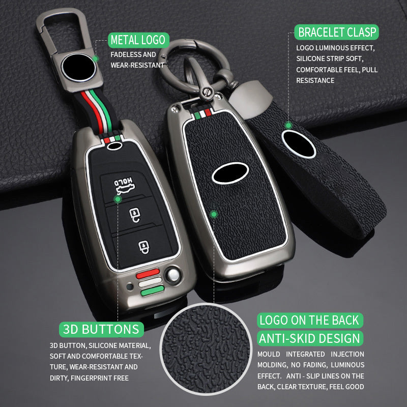 GPRGIT Zinc Alloy Car Folding Key Case Cover for Hyundai Elantra Solaris Tucson I30 I35 I40 KONA Genesis Santa Fe Azera