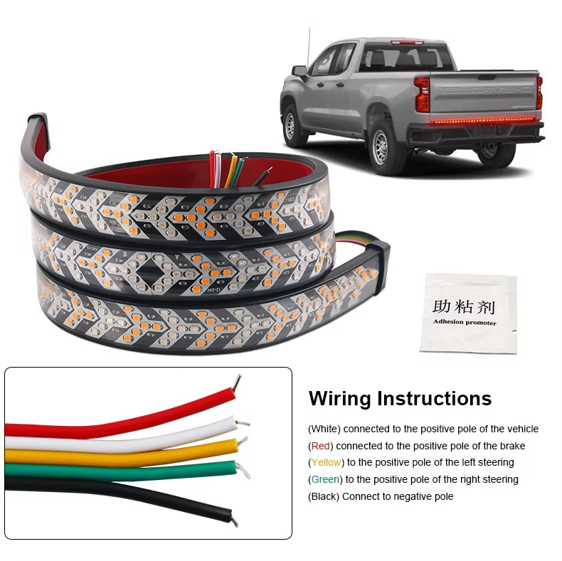 GPRGIT 60-Inch Tailgate Light Bar Strip Lights for Trucks, Waterproof Red Arrow LED Strip Tail Light, 12V