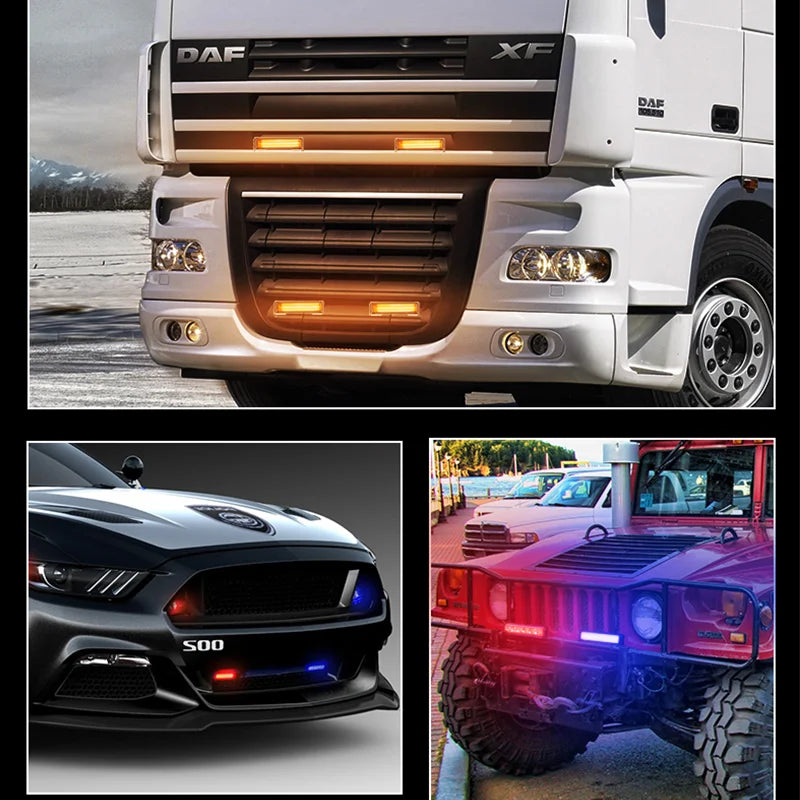 Vehicle 6 LED Warning Light Bar Waterproof Grille LED Light Bar Emergency Strobe Lights for Truck Offroad