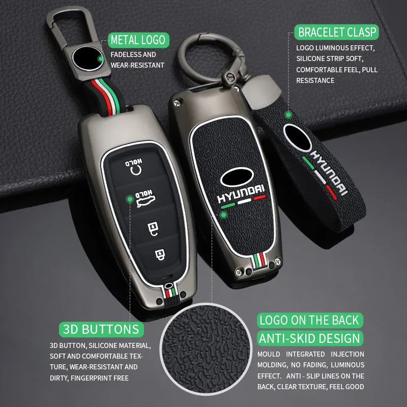 GPRGIT Zinc Alloy 3/4/5 Button Car Key Shell for Hyundai Santa Fe Tucson 2022 NEXO NX4 Atos Solaris Prime 2021