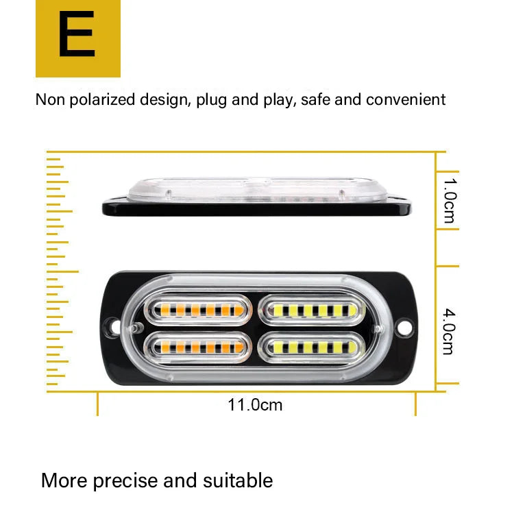 GPRGIT Automotive 16LED Dual Color Grille Light - Clip-on Warning Lamp - 12V, 12W, IP67, 3000K-6000K, ABS, CE/EMC/ROHS/E24
