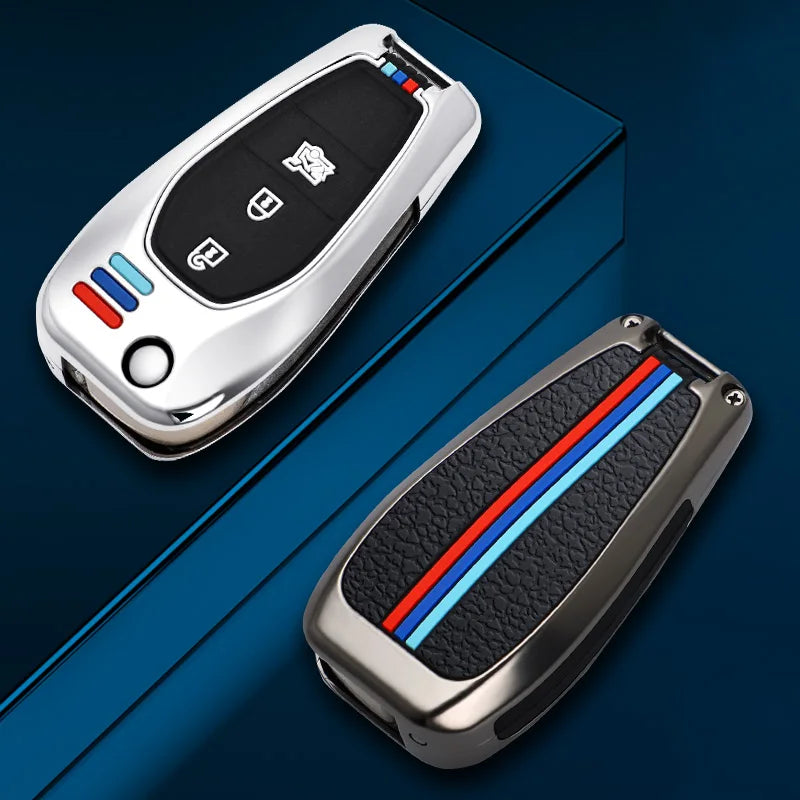 GPRGIT 3 Button Flip Remote Car Key Case for Chevrolet Spark Equinox Cruze Trax Malibu Verano Traverse 2016-2018 Metal Car Accessories