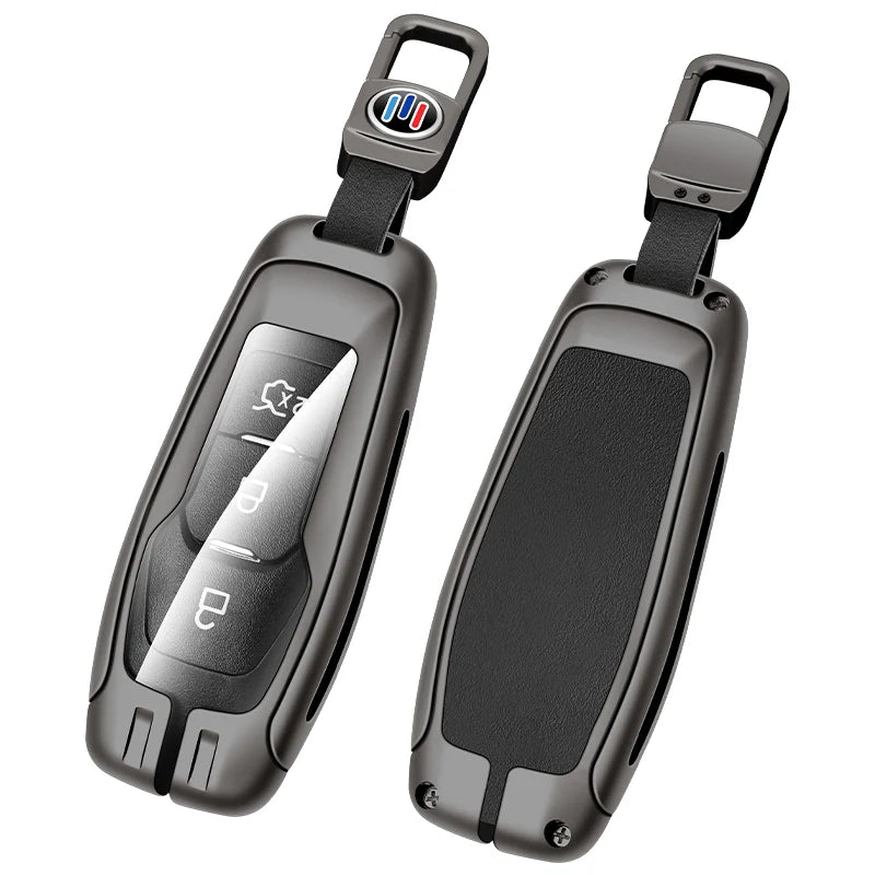 GPRGIT Metal Leather Key Case Cover for Ford F150/Galaxy/S-Max/Explorer/Ranger/Escort/Everest/Fusion/Edge/Mustang