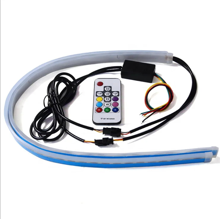 GPRGIT Universal Silicon Super Slim Free Bending RGB Car LED DRL Turn Signals 30 45 60cm Multi Color Car LED Strip Light