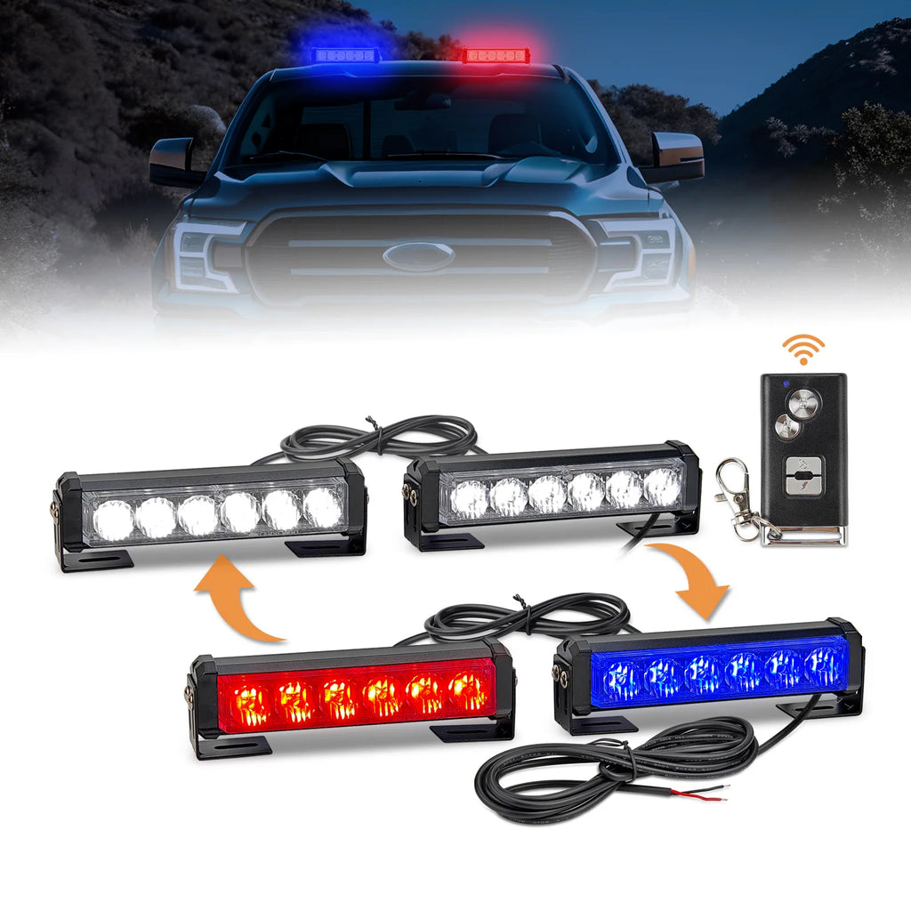 2in1 Super Bright 12V COB LED Lights White Red Blue Strobe Light Remote Control Wireless Auto Electronics Daytime Light Light