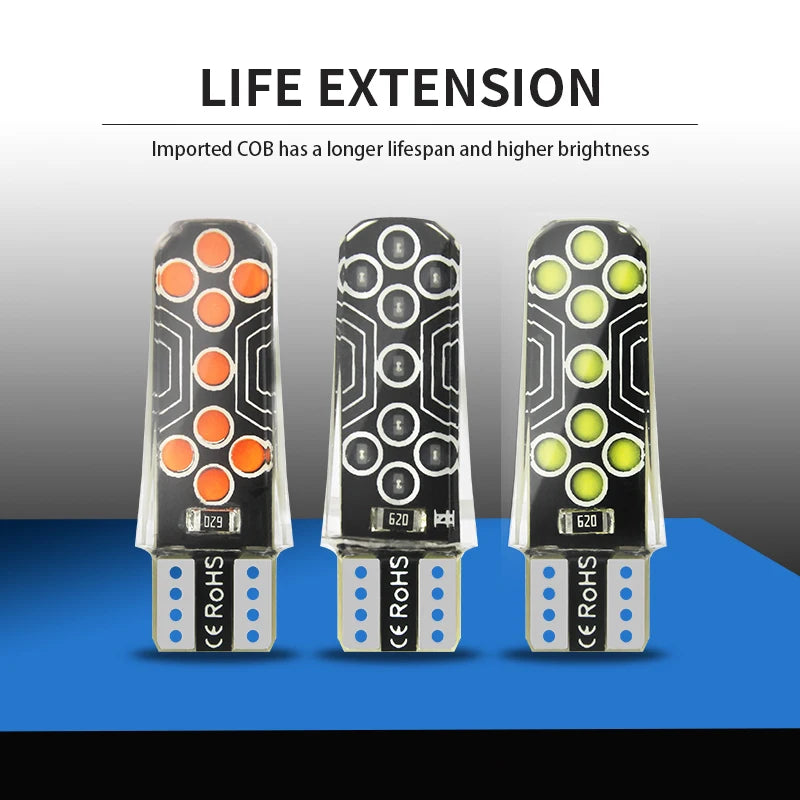 GPRGIT Car W5W T10 COB 18LED Silicone Width Indicator LED Light Bulbs License Plate Reading Lamp for Motorcycle