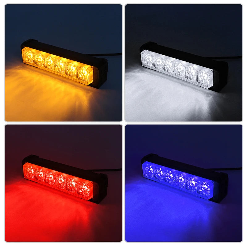 Vehicle 6 LED Warning Light Bar Waterproof Grille LED Light Bar Emergency Strobe Lights for Truck Offroad