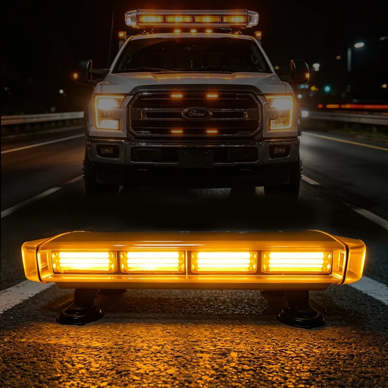 GPRGIT 12V Amber LED Warning Light Bar 20000LM Suction Cup Mount Traffic Advisor Strobe