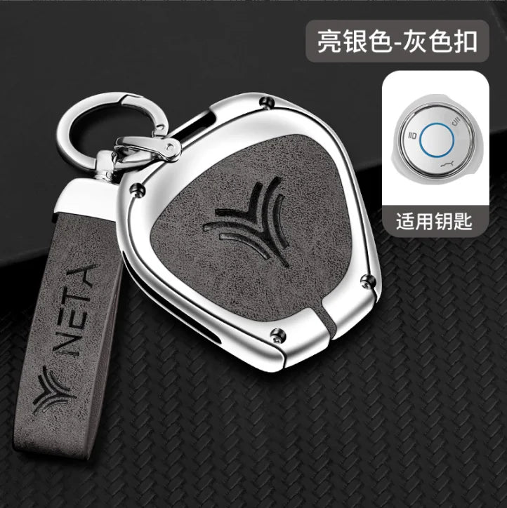 GPRGIT Zinc Alloy Leather Car Key Case Cover for Neta