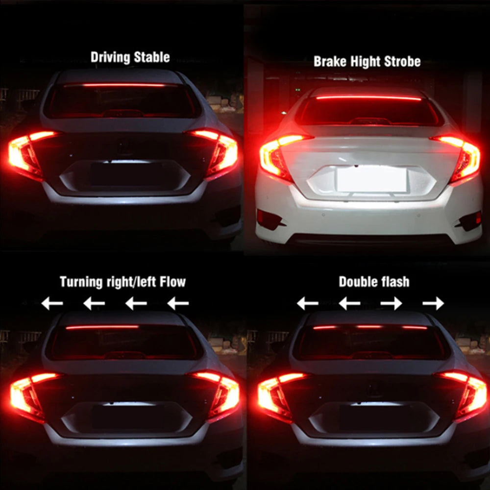 GPRGIT Car High Mount Brake Lights LED Tail Warning Strip Light - Rear Window - 12V, 6W, Red, Surface Mount, PC+LED