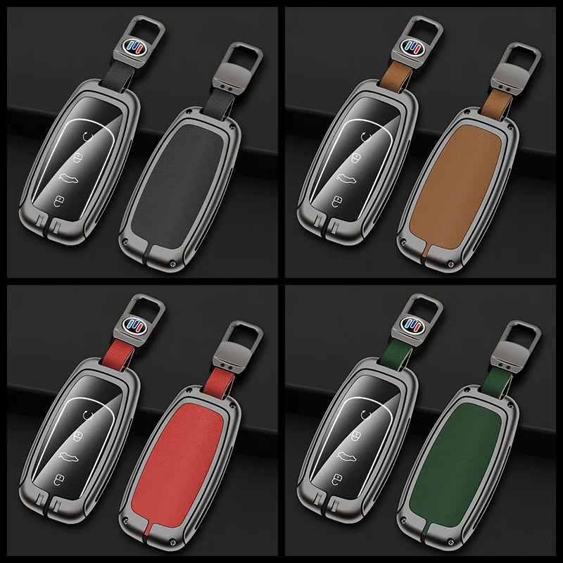 GPRGIT Leather Zinc Alloy Smart Key Case Cover for Chery Tiggo 7 Tiggo 8 Pro 8 PLUS Arrizo 5 Keyless Holder Protector Shell