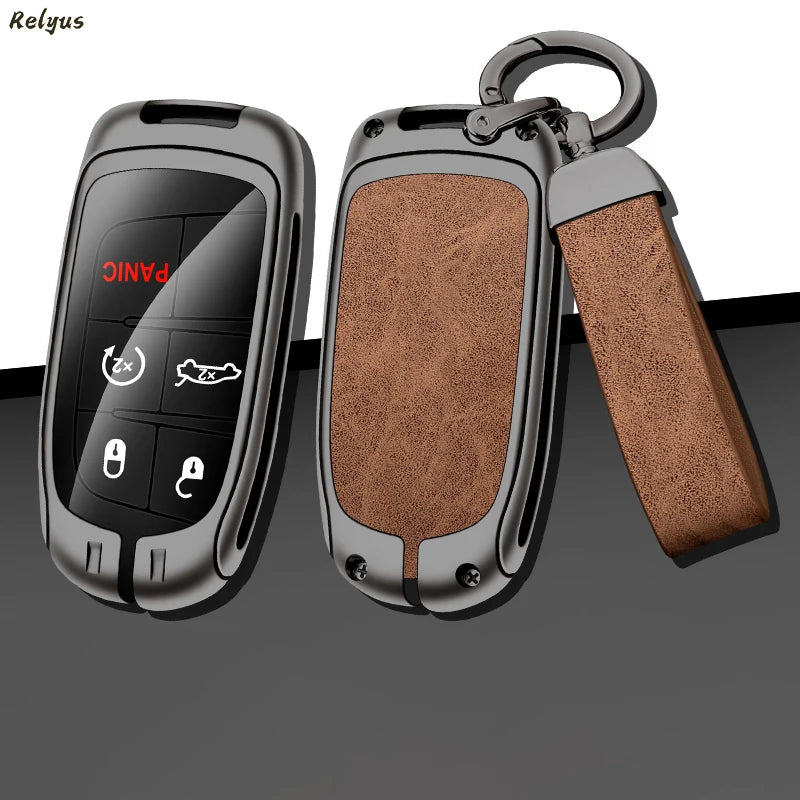 GPRGIT Zinc Alloy Car Key Case for Dodge RT Challenger Charger Journey RAM Remote Control Protector for DODGE R/T Logo Car Key Cover
