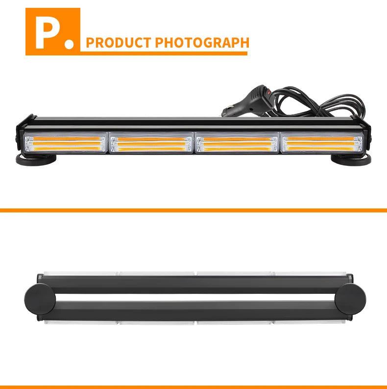 Automobile LED COB Flashing Light Bar Dual Row Strobe Security Warning Light for Truck Ofroad Boat Lighting Accessories