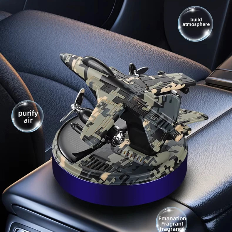 GPRGIT Solar Powered Car Perfume Combat Plane Ornament Rotating Diffuser Aromatherapy Odor Remover