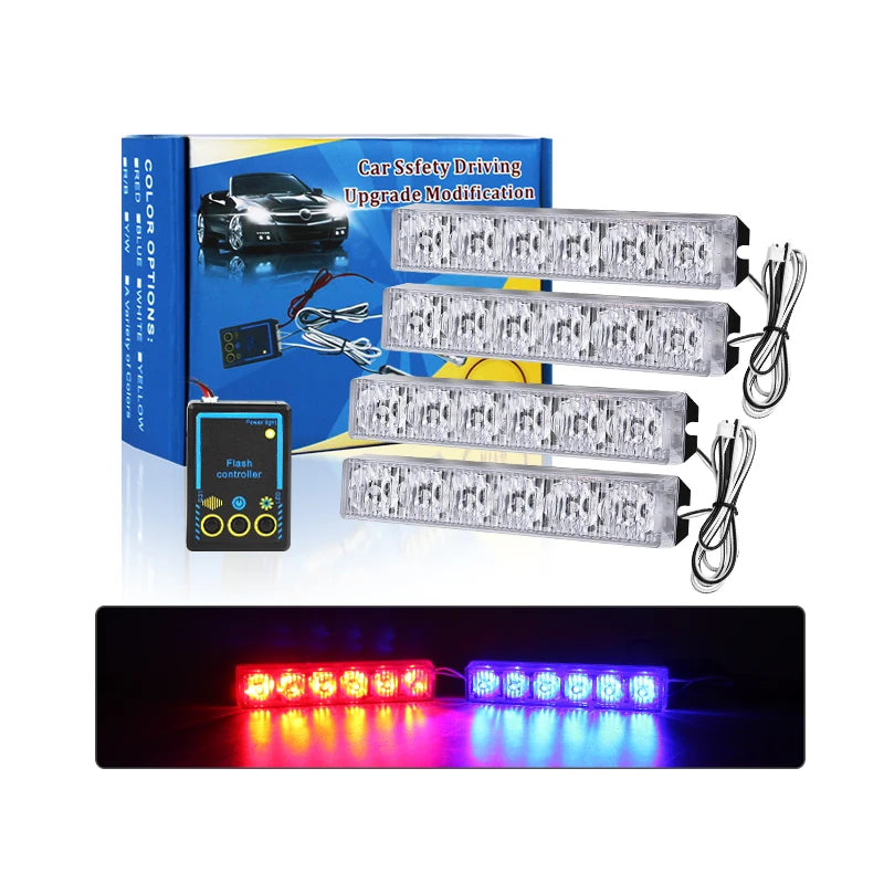 DC12-24V 6LED Emergency Vehicle Surface Mouted Warning Light Truck Amber Blue Red LED Emergency Strobe Lights
