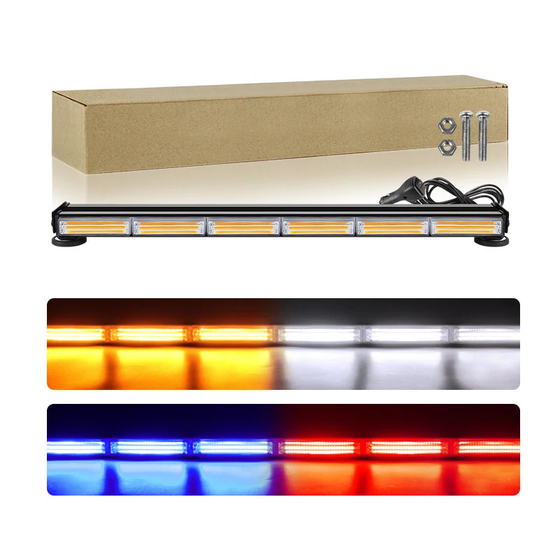 25inch LED Emergency Vehicle Strobe Lights Amber Traffic Advisor Warning Light Bar for Car Offroad Truck Roof Windshield Grille