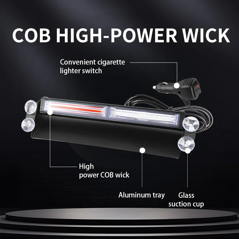 Model 805 Red Blue Yellow LED COB Emergency Flasher Signal Lamp 12V-24V Car Windshield Strobe Warning Light 2 Year Warranty