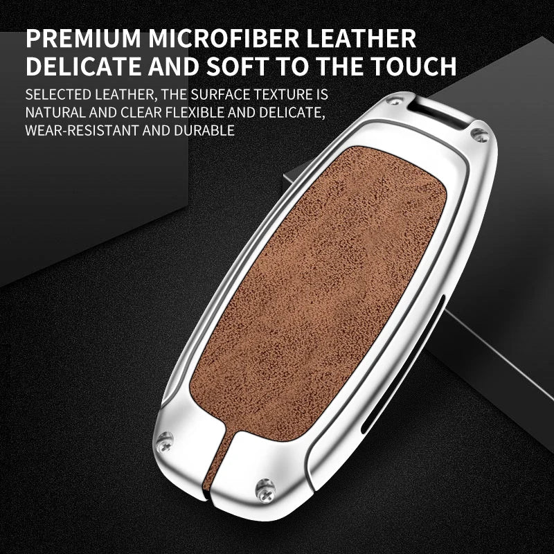 GPRGIT Custom Car Logo Zinc Alloy Leather Car Key Case Cover for Nissan Remote Keychain Auto Keyless Styling Accessories