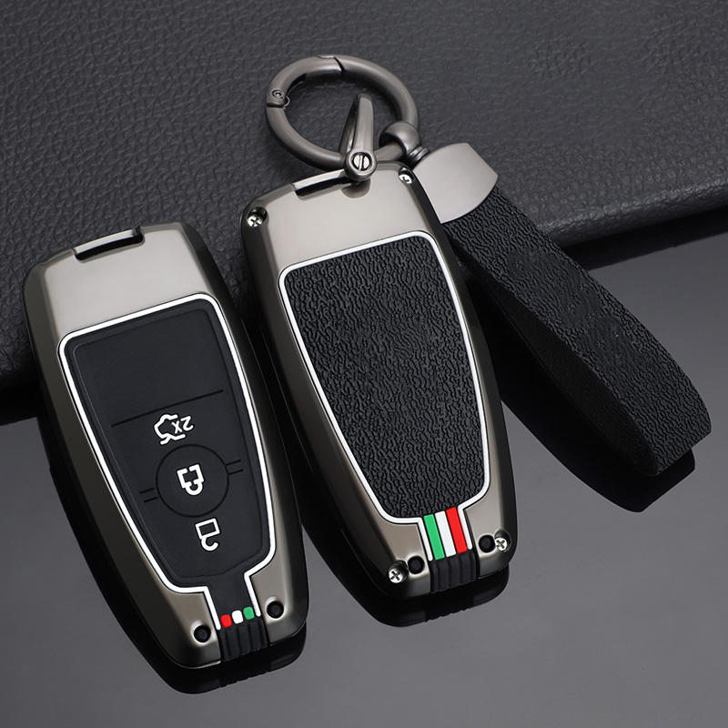 GPRGIT Zinc Alloy Car Key Case Cover for Ford Fusion, Mustang, Explorer, F-150, F-250, EcoSport, Edge, S-MAX, Ranger, Lincoln (2017-2018)