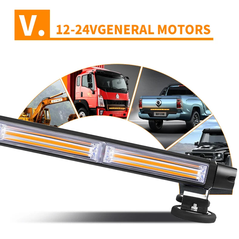 4 Row Led Flashing Light Bar Car Amber Emergency Warning Flashing Lamp Safety Beacon Lights for Vehicles Trailer Truck