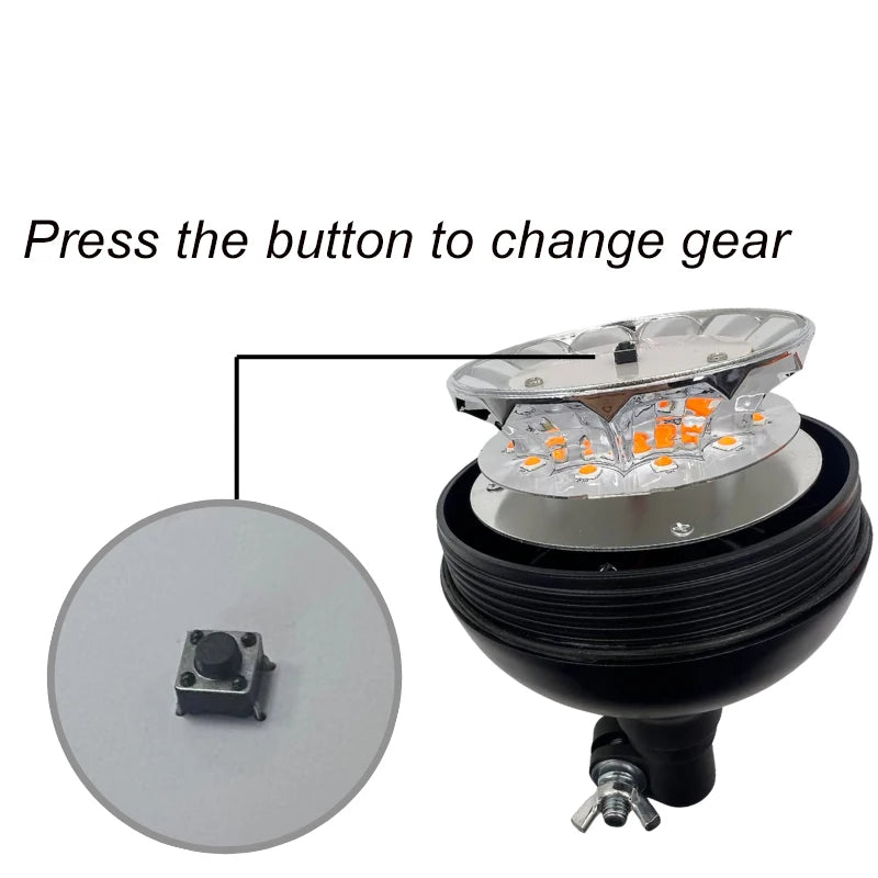 GPRGIT 12V/24V Amber LED Strobe Beacon Warning Light Flexible Mount Rotating Flashing