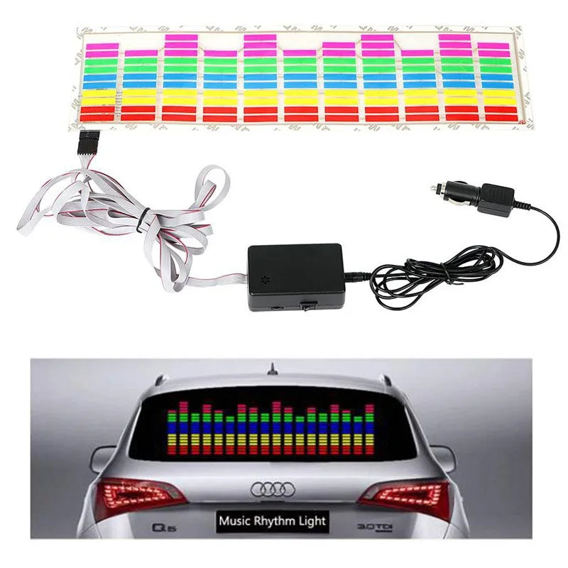 GPRGIT 12V 8W RGB Music Rhythm Flash Light 114x30cm Windshield LED for Universal Car
