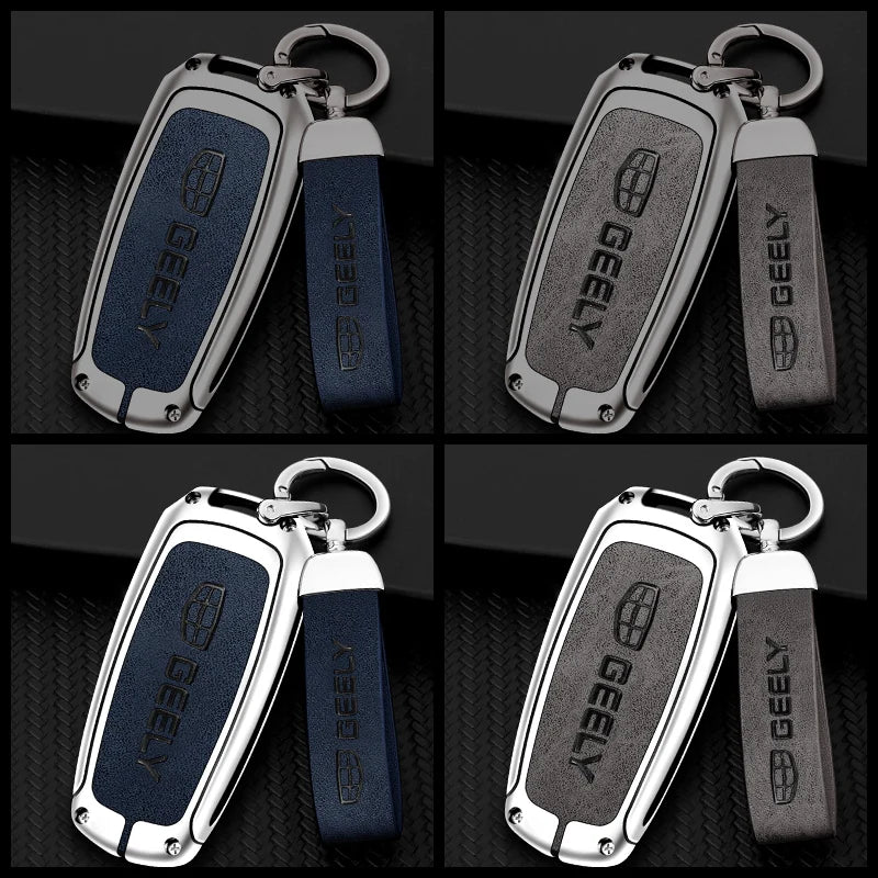 GPRGIT Fashion Zinc Alloy Leather Car Key Case Cover for Geely Atlas Boyue NL3 EX7 SUV GT GC9 Emgrand X7 Borui