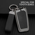 GPRGIT Zinc Alloy Leather Car Logo Key Case Cover for Toyota Auris Corolla Avensis Verso Yaris Aygo Scion TC IM 2015 2016 Camry RAV4