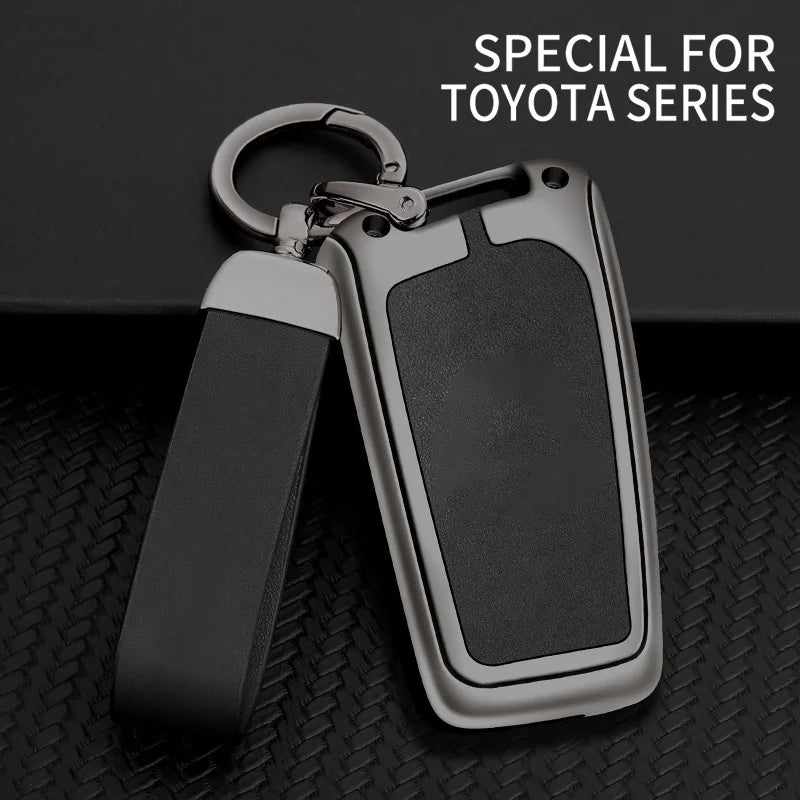 GPRGIT Zinc Alloy Leather Car Logo Key Case Cover for Toyota Auris Corolla Avensis Verso Yaris Aygo Scion TC IM 2015 2016 Camry RAV4