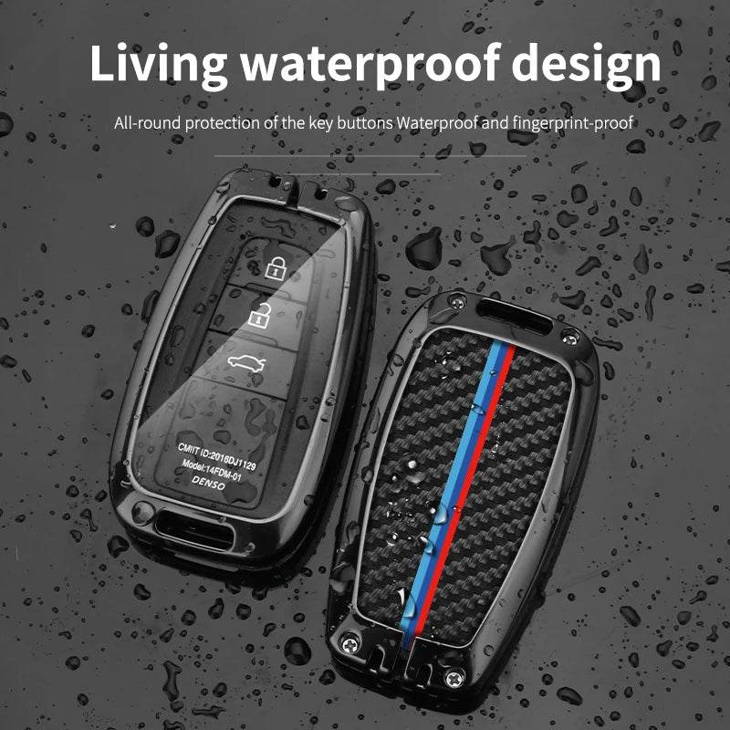 GPRGIT Carbon Car Logo Key Case for Toyota Corolla Prius Camry CHR C-HR RAV4 Land Cruiser Prado Altis Hilux Fortuner 200 Crown Highland
