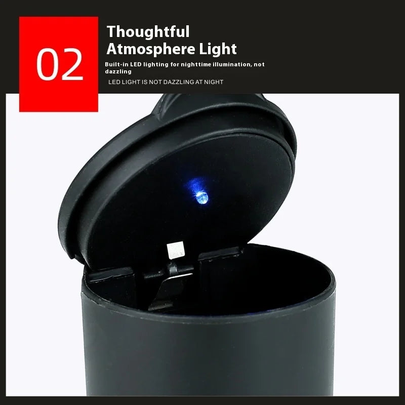 4S Luxury Car Ashtray with Light Sliding Cover Portable Plastic