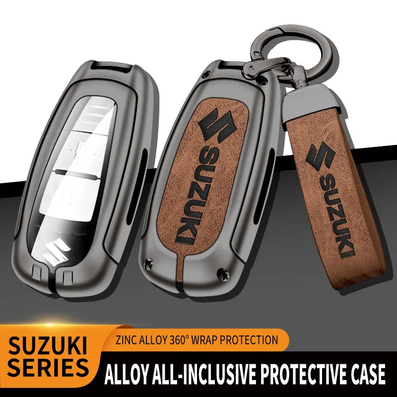 GPRGIT Car Key Case Full Cover New Design Fob Zinc Alloy 2019 Smart Leather for Suzuki Vitara Swift Ignis Kizashi SX4 Baleno Ertiga