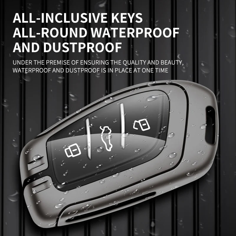 GPRGIT Zinc Alloy Leather Remote Key Case Fob for MG ZS MG6 EV EZS HS EHS Three Buttons Protector