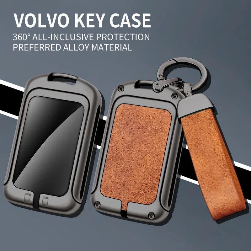 GPRGIT Zinc Alloy Leather Car Logo Key Case Cover Shell for Volvo S90 S60 XC60 XC40 V60 V90 Key Protector Fob Auto Accessories