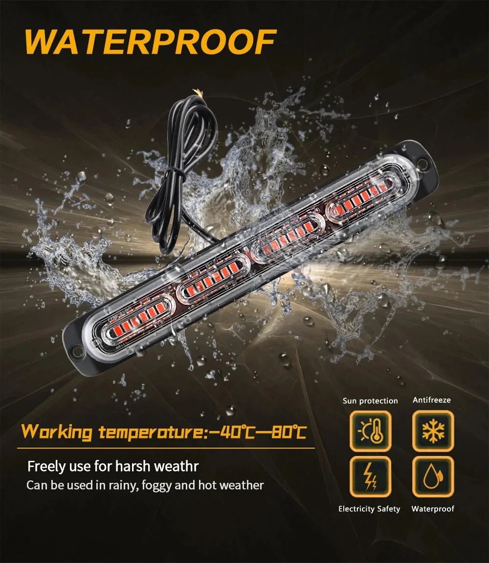 GPRGIT Automotive 12V-24V 24LED Light - Side Marker & Emergency Strobe - 72W, IP65, 3030 SMD, Aluminum, CE/ROHS