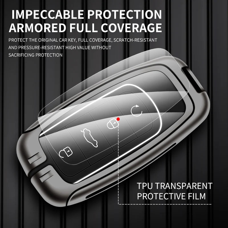 GPRGIT Leather Zinc Alloy Smart Key Case Cover for Chery Tiggo 7 Tiggo 8 Pro 8 PLUS Arrizo 5 Keyless Holder Protector Shell