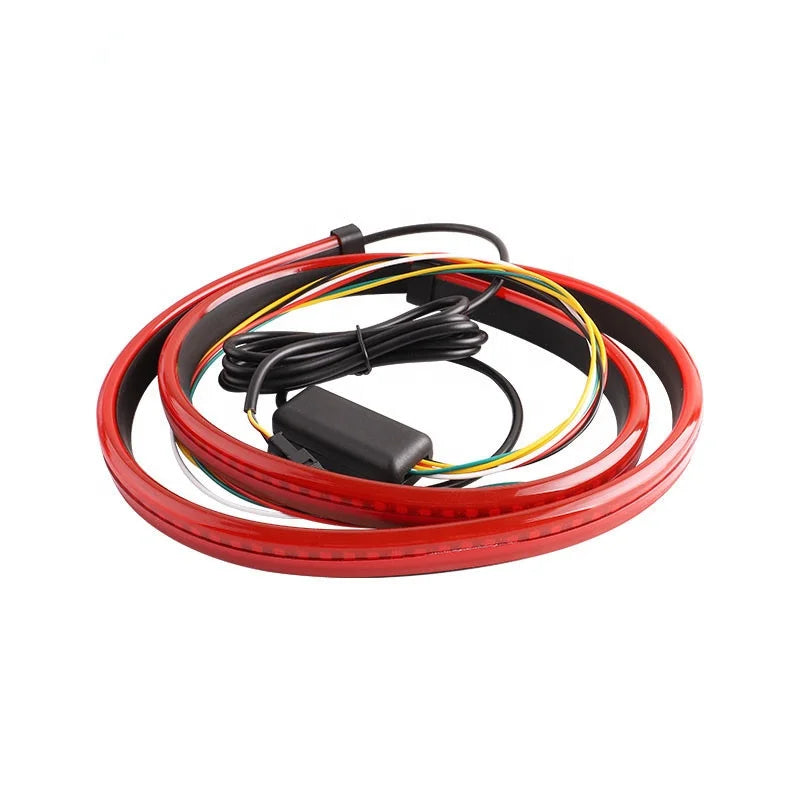 GPRGIT 12V Car LED Strip Brake Lights 90cm Rear Tail Warning Light High Mount Stop Lamp Flow Waterproof Auto Day Interior Accessories