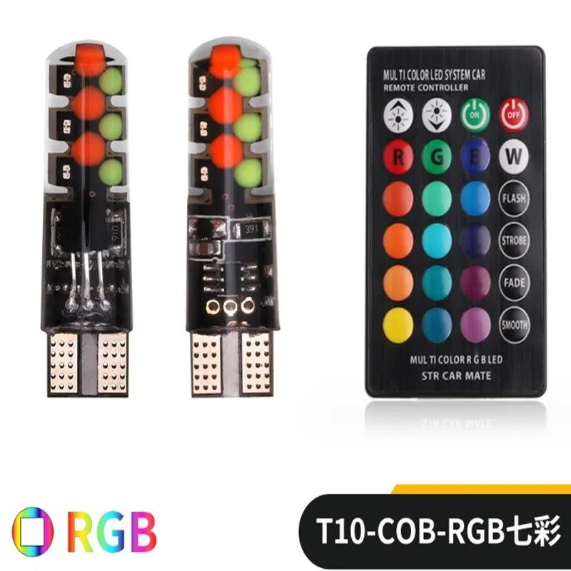 GPRGIT RGB LED T10 Canbus Bulbs for Car - Silicone Remote Control - 12V, 9W, RGB, Canbus, Remote Control